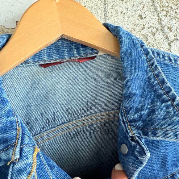 Vintage Lee Denim Jacket Cropped Trucker USA Made 80s 90s Ms Lee Medium Wash - Picture 10 of 10